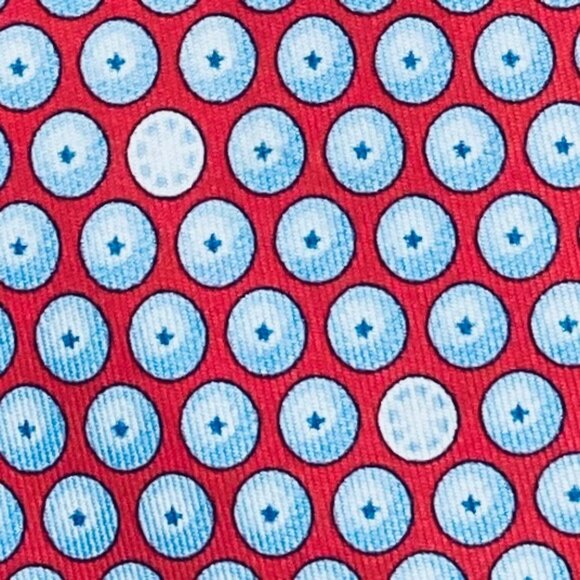 100% REAL HERMES TIE - CHERRY RED w LIGHT BLUE ORANGE SLICES FRUIT XL - Picture 1 of 5